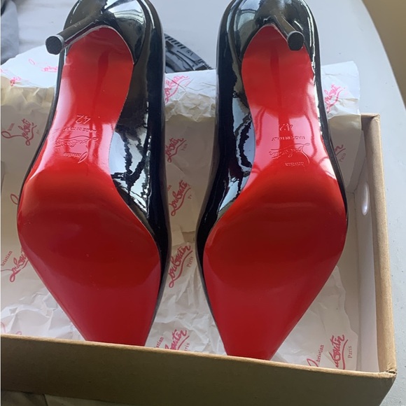 Christian Louboutin Glossy Black Heels with Signature Red Soles - Picture 1 of 4